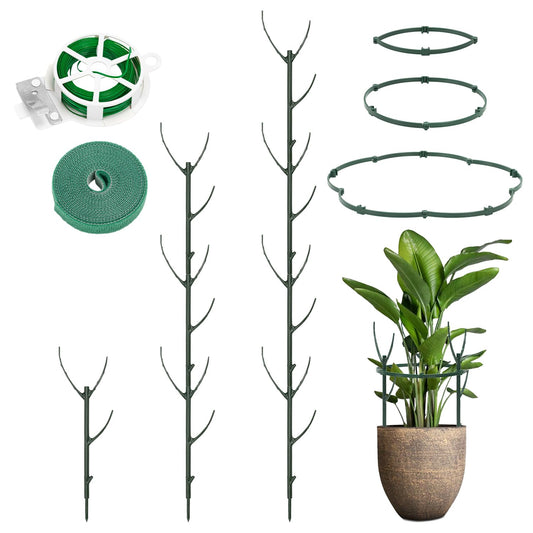AOGEWON Plant Support Stakes, 10-Piece Set, Stackable Trellis for Monstera, Pothos, Climbing Vines, Indoor & Outdoor Use