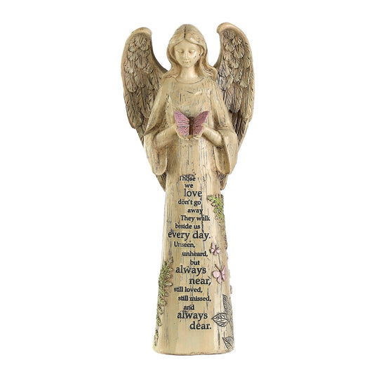 Garden Angel Figurine, Standing Angel with Butterfly Statuary Outdoor Resin Statue, Waterproof Outdoor Garden Decor, for Patio, Balcony, Lawn, Yard, 10 Inch