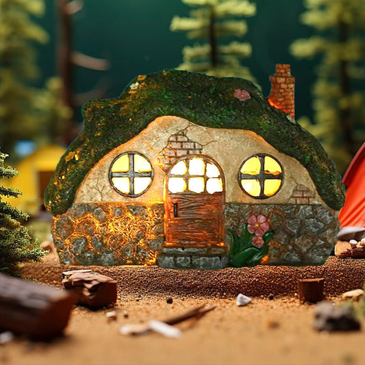 Fairy Garden Accessories,Solar Fairy Garden Statue Lights House for Fairies Yard Art Sculpture Decoration Accessoriy Outdoor Miniature Garden Outdoor Decor Accessories (House) (A)