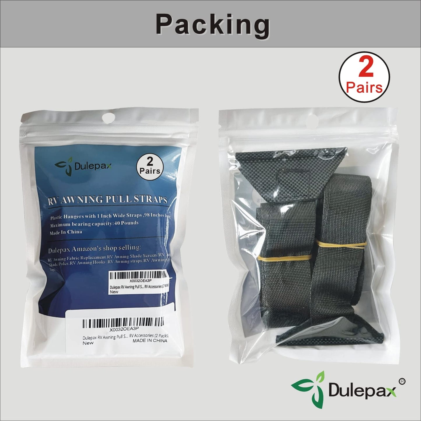 Dulepax RV Awning Pull Straps, 96 Inches Long Straps with Welding Polycord Technology. Universal Patio Awning Pull Straps (2 Units)