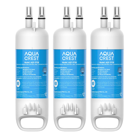 AQUA CREST W10295370A Refrigerator Water Filter, Replacement for Whirlpool Water Filter 1, EDR1RXD1, W10295370A, P4RFWB, P8RFWB2L, Kenmore 46-9930, Kenmore 46-9081, 3 Pack