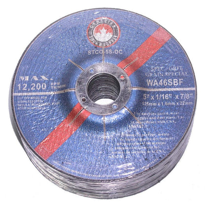 Canadian Tool and Supply (Stack of 25) 5-Inch Super Thin Cut-Off Wheels for Stainless Steel INOX Type-27 Depressed Center (25xSTCO-5S-DC)