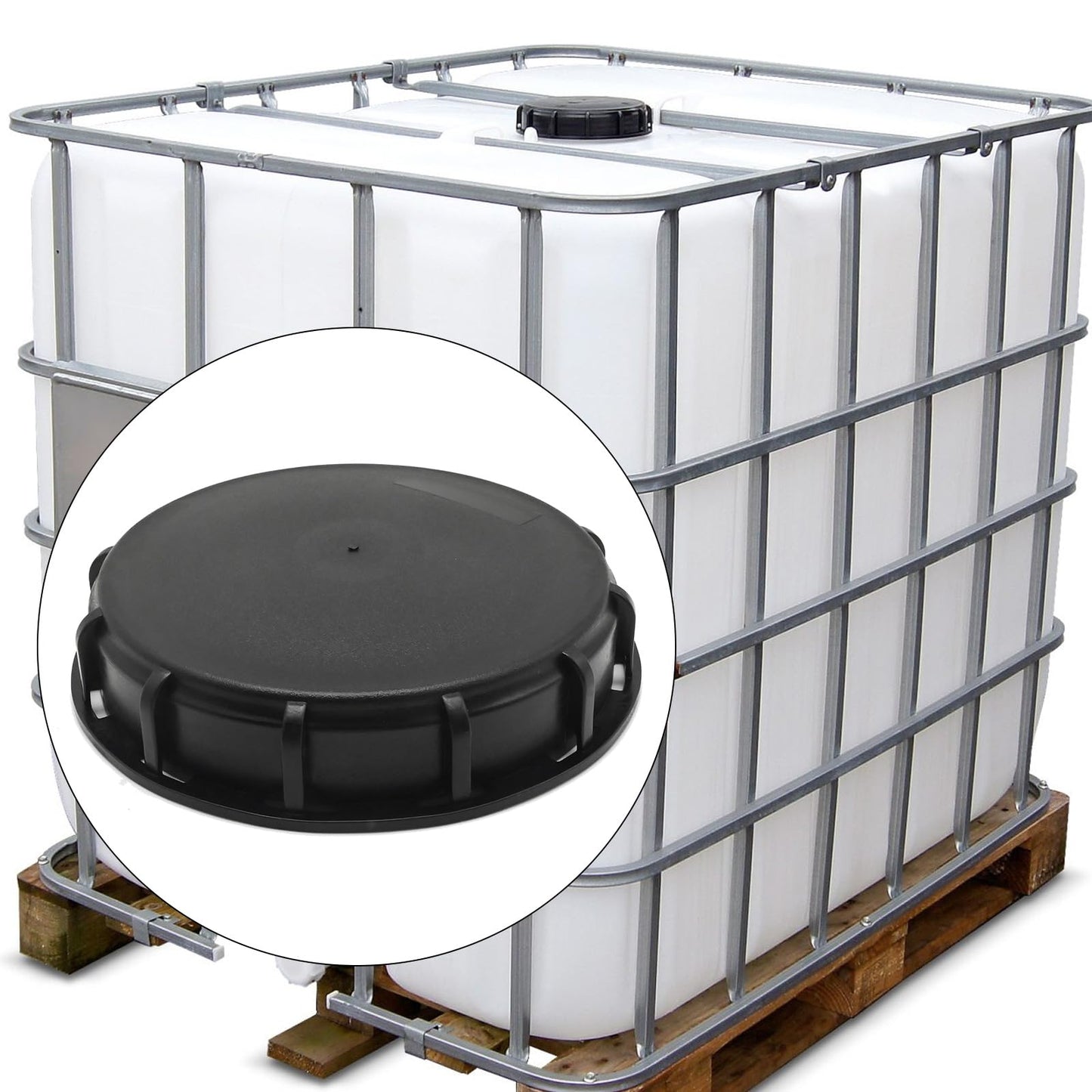 ZUDKSUY 2 Pcs Plastic IBC Storage Tank Caps, Black 6 Inch Leak-Proof Design IBC Tote Tank Cover with Gasket for Chemical Industrial Liquid Storage Tank