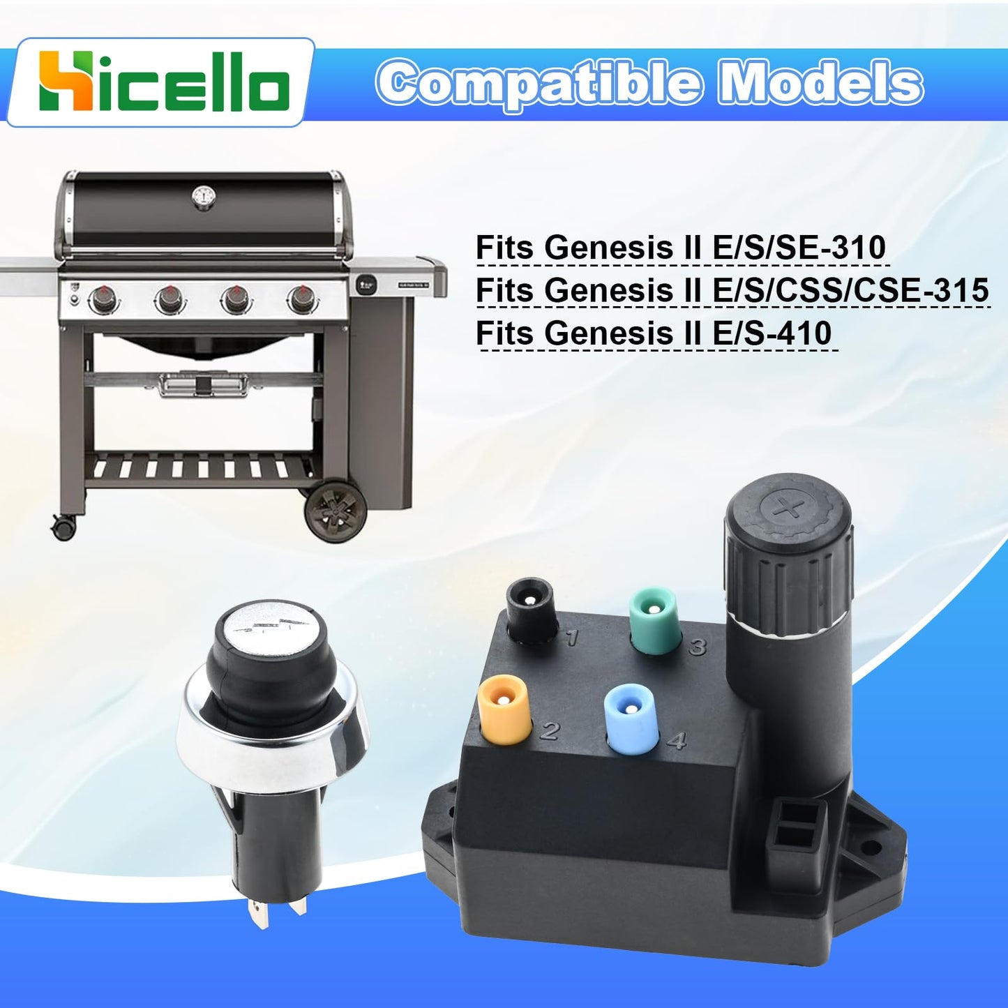 66220 Igniter Button Switch & 66354 Grill Igniter Replacement for Weber Igniter Genesis II 300 Series GS4 II E-310 II S-310 II E-315 II S-315 LX S-340 II E-410 II S-410 1853-02