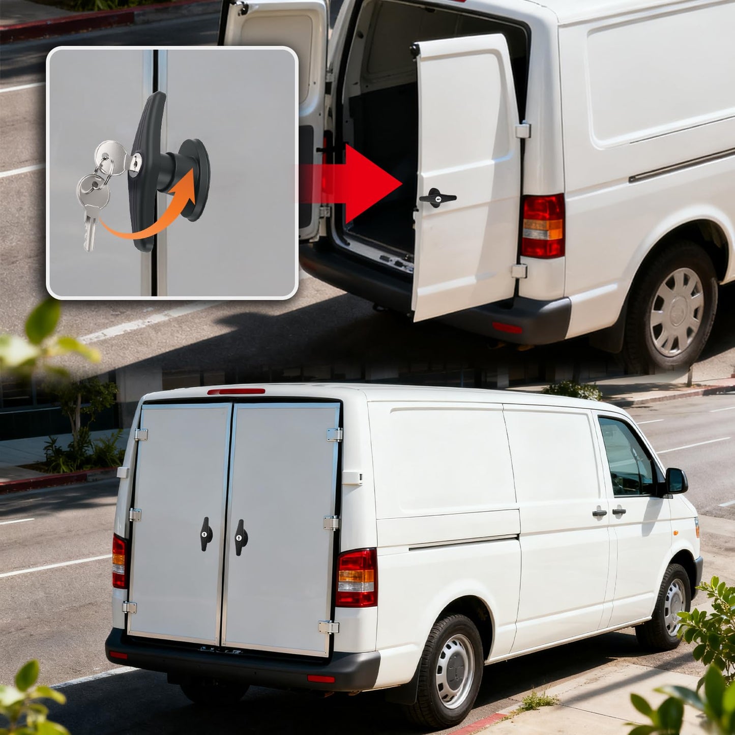 L&R T Handle Lock Set,Heavy Duty Truck Cap Locking T-Handles Kit with 4 Keys as Garage Door T Handle,Rust-Proof Camper Shell Lock Replacement Parts Fit for RV Camper Truck