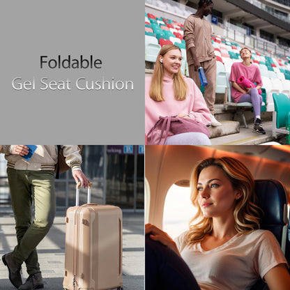 Foldable Gel Seat Cushion of Airy Cooling Gel, Portable Chair Pad for Travel, Honeycomb Seat Cushion for Stadium & Bench, Portable Chair Cushion for Sitting Fatigue Relief (0.9-Inch Thick, Black)