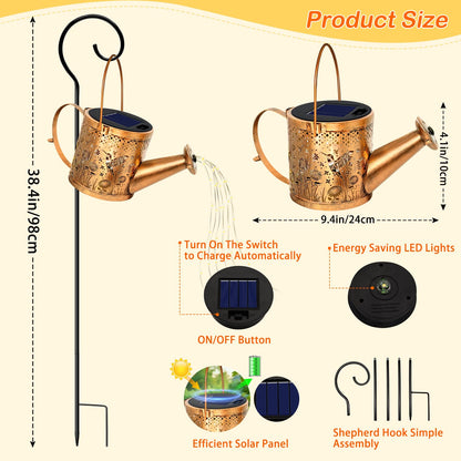 ZNYCYE Solar Watering Can Lights, Hummingbird Decorative Hanging Lantern Solar Lights Outdoor Waterproof, Gifts for Mom Women Grandma Birthday, Retro Metal Garden Decor for Outside Yard Patio Lawn