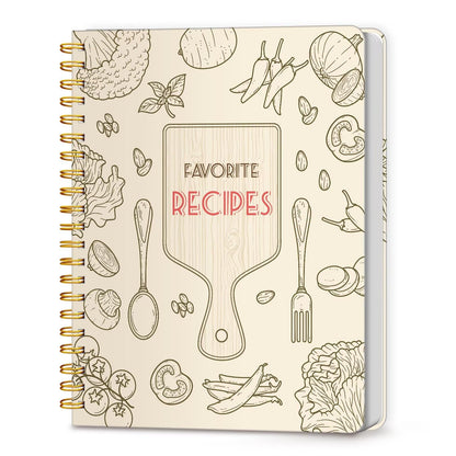 LuBudingJoy Blank Recipe Notebook to Write in Your Own Recipes, Full Page Sprial Hardcover Personal Recipe Organise, Recipe Journal(Wood Color)