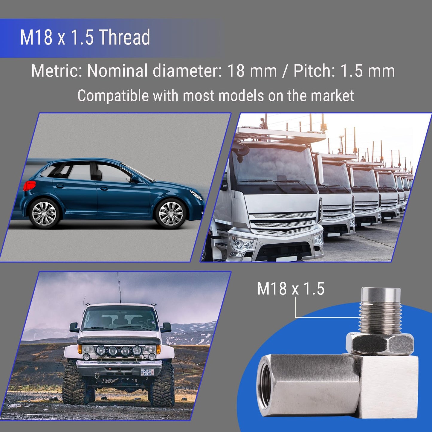 Abvefudo O2 Oxygen Sensor Spacer 90 Degree, P0420 CEL Fix Adapter for Check Engine Light, Universal M18 x 1.5 Connector, Right Angle Spacer for Catalytic Defouler