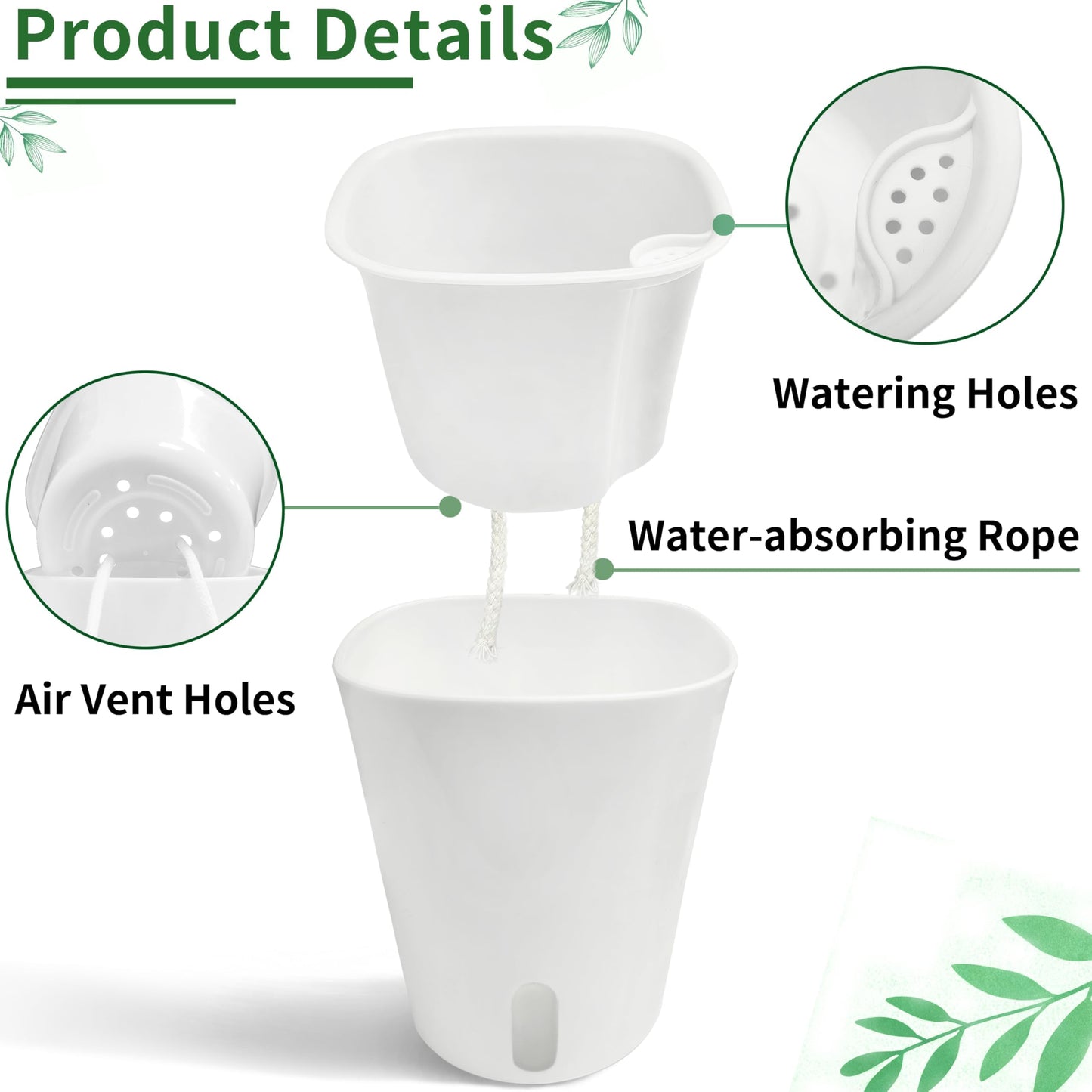 8 Pack 4 inch self Watering pots for Indoor Plants, Small Self Watering Planters with Visual Water Level Window,self Watering Plant pots for Aloe,Herbs,African Violets