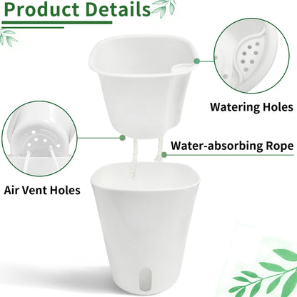 8 Pack 4 inch self Watering pots for Indoor Plants, Small Self Watering Planters with Visual Water Level Window,self Watering Plant pots for Aloe,Herbs,African Violets