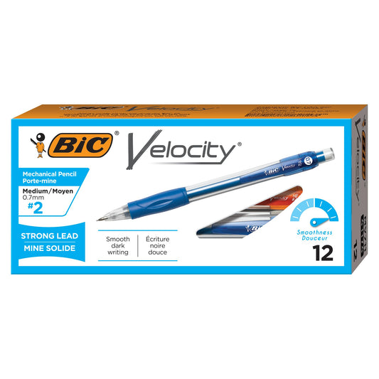 BIC MV711-BLK Velocity Mechanical Pencils, Black, 0.7mm, Dozen Box (Blue, Barrel Only)