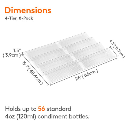 Lifewit Clear Acrylic Spice Drawer Organizer, Expands 13" to 26" - 4-Tier Set of 2 (8 Pieces), Holds 56 Spice Jars (Jars and Labels Not Included), for Kitchen Cabinet Drawers/Countertops
