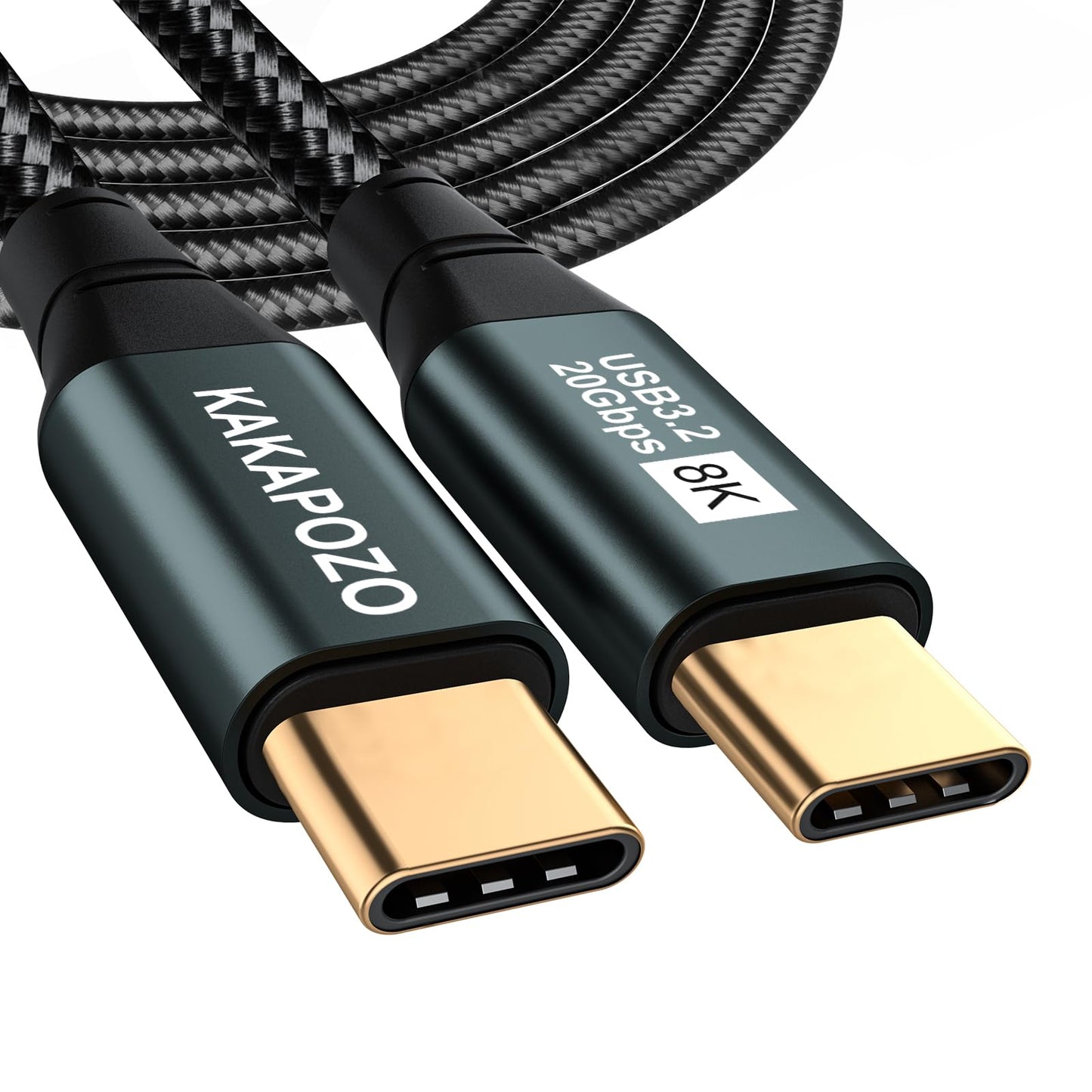 KAKAPOZO USB C to USB C 3.1 Gen 2 Cable-10FT-20Gbps Data Transfer-8K@60Hz Video Output Monitor Cable-100W PD Fast Charging USB C to USB C Display Cable-Type C to Type C