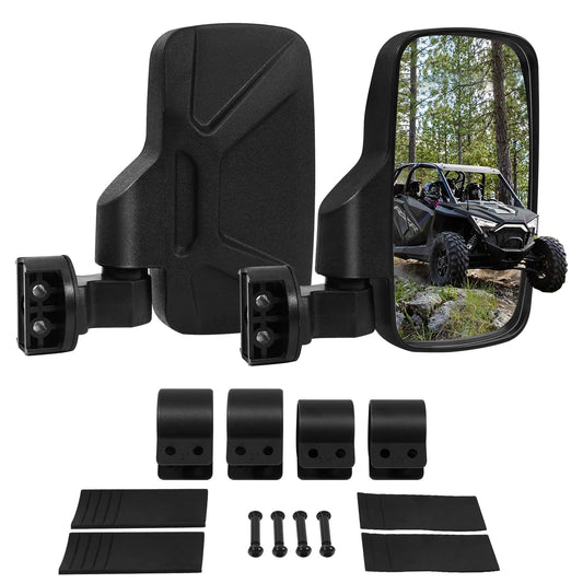 UTV Side Mirrors with 1.65" to 2" Roll Cage Bar, 360° Rotate Adjustable Rearview Mirror, Side by Side Mirrors for Polaris RZR Ranger Kawasaki Yamaha Pioneer 2020 (2 Pack)