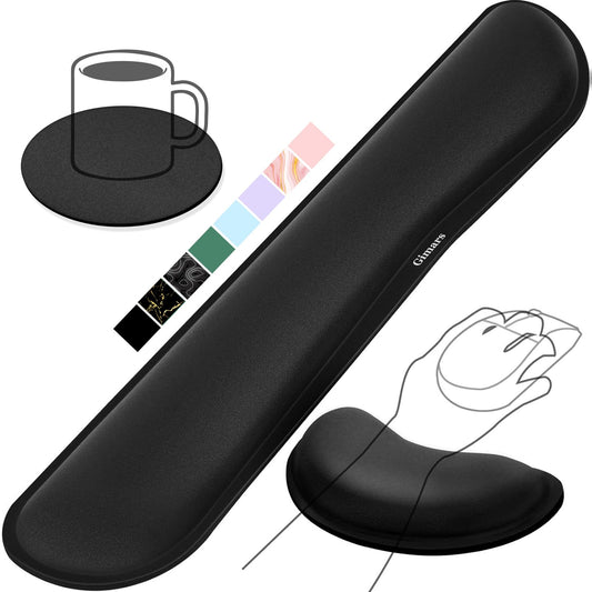 Gimars Upgrade Enlarge Silky Gel Memory Foam Keyboard Wrist Rest, Wrist Rest for Computer Keyboard, Ergonomic Design for Typing Pain Relief, Mousepad Rests, Wrist Support for Office, Gaming, Black