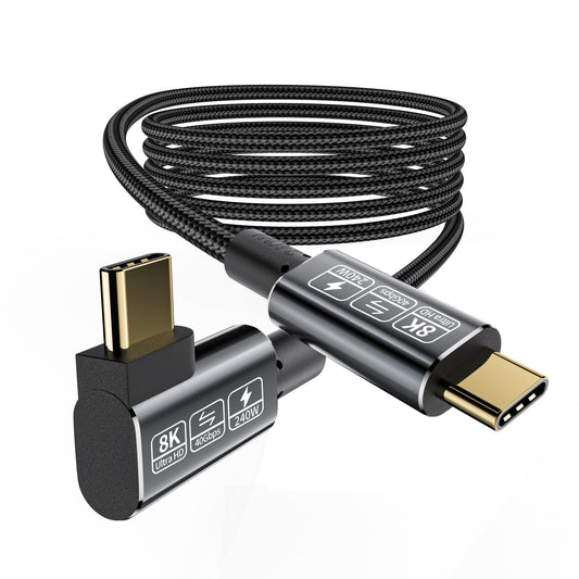 Yiicumhh 2m 240W Type C Cable 40Gbps Data Transfer 8K Video for Thunderbolt 4 & 3, Right Angle, Fast Charge, Compatible with Laptop, Smartphone, Monitor