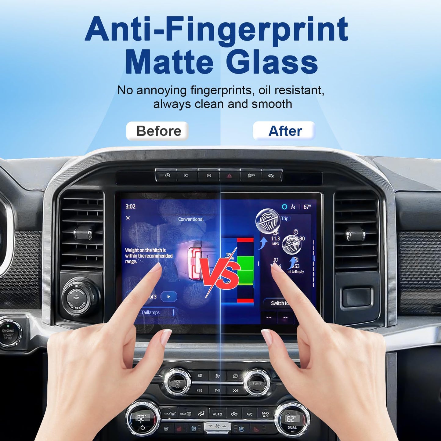 Coleya Anti-Glare Matte 2021-2026 F150 Screen Protector, for Ford F-150 (STX/XLT/Lariat/Tremor/King Ranch/Platinum/Limited/Raptor),9H Tempered Glass 2025 F150 Truck Accessories HD&Anti-Fingerprint 12"