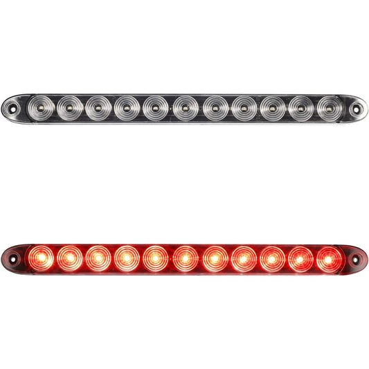 Partsam 2pcs 15" inch Clear Lens Red 11 LED Flange Mount Trailer Truck RV Stop Turn Signal Tail Lamps 3rd Third Brake Light Bar Warning Light ID Bar