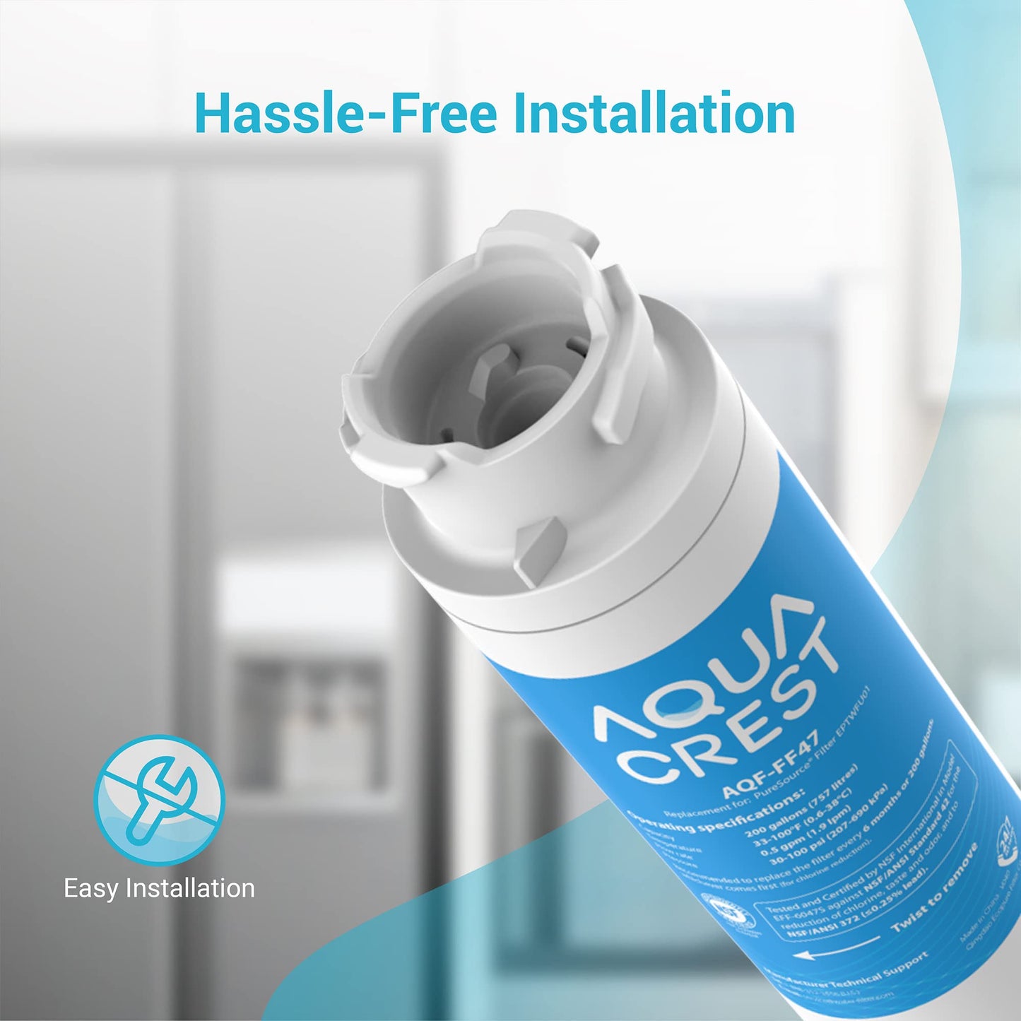 AQUACREST Refrigerator Water Filter Replacement for Frigidaire EPTWFU01® Pure Source Ultra II, FPBC2277RF, FPBG2277RF, FGHB2868TP, FFHD2250TD, FGSC2335TF, FGSC2335TD, LGHD2369TF (Package May Vary)