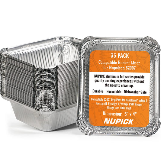 NUPICK 35-Pack 62007 Drip Pans Compatible for Napoleon Prestige I, Prestige II, Prestige V, Prestige PRO, Rogue, Mirage, and Ultra Chef Grills, Grill Replacement Grease Trays