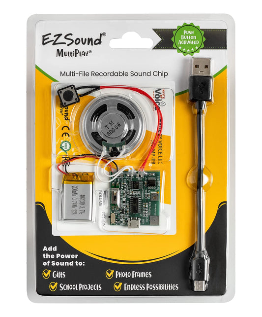 EZSound Multiplay Push Button Recordable Sound Chip | Plays Multiple Recordings | Recordable Sound Module | Recordable Button | Voice Recorder for Cards | Create Recordable Card
