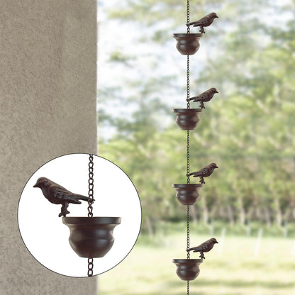 MrMrKura 8 FT Rain Chains for Gutters Birds Rain Chain Gutter Adapter Rain Chimes for Outside, Metal Rain Catcher Gutter Chain Downspout for Heavy Rain