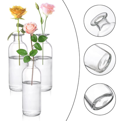 Peohud Set of 12 Glass Bud Vases, Clear Small Flower Vases, Decorative Glass Bottles Floral Vases for Home Decor, Wedding Reception, Centerpieces, Party