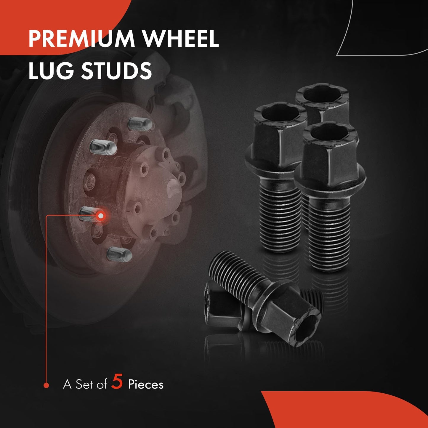 A-Premium M14-1.50 Wheel Studs Compatible with Volkswagen Jetta Passat CC Golf Tiguan Beetle Audi A3 A4 A5 A6 A7 Quattro A8 Front or Rear Side 5-PC Set