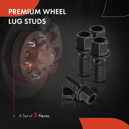 A-Premium M14-1.50 Wheel Studs Compatible with Volkswagen Jetta Passat CC Golf Tiguan Beetle Audi A3 A4 A5 A6 A7 Quattro A8 Front or Rear Side 5-PC Set