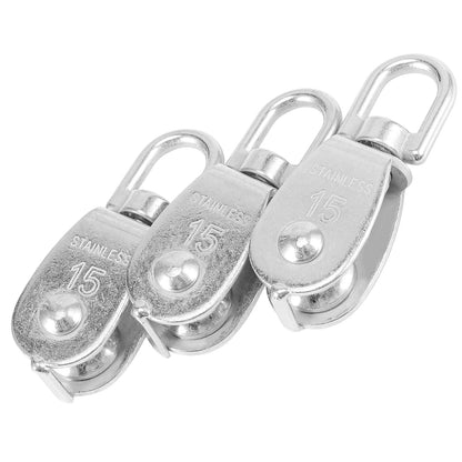 MUKCHAP 20 Pcs M15 Single Pulley Block, V-Shaped Wire Rope Crane Traction Fixed Wheel,Stainless Steel Pulley Bearing Single Wheel,Traction Pulley?high-Endurance Pulley, 35 Kg Load Capa