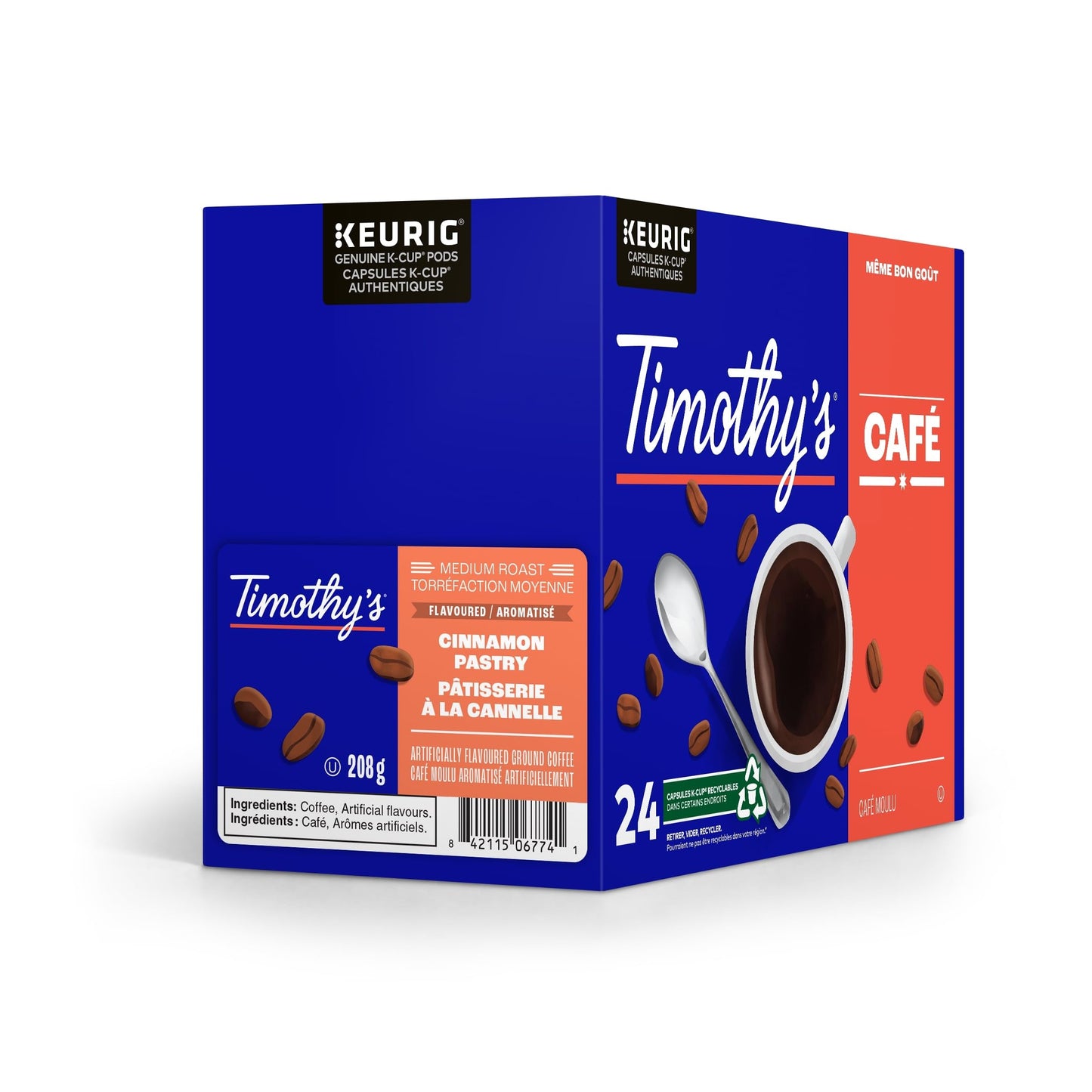 Timothy's World Coffee, Cinnamon Pastry, K-Cup Portion Pack for Keurig K-Cup Brewers 24-Count (Pack of 1)