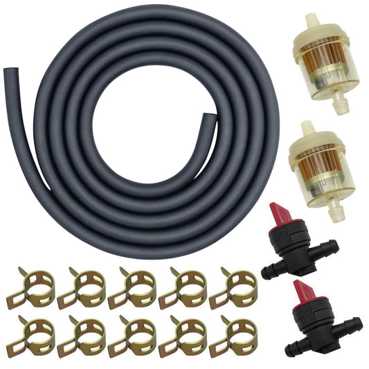 STRONGTHIUM 1/4 in Gas Fuel Line Hose with Clamps Valve & Filters Kit Compatible with Briggs & Stratton Craftsman MTD Kawasaki Kohler Small Engines Generator Powersports Rubber 6.6FT