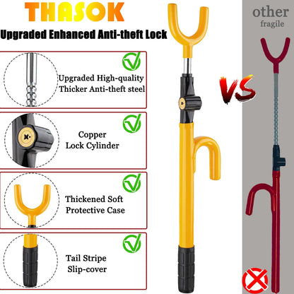 THASOK Car Steering Wheel Lock Anti-Theft Device, Upgraded Thicker Metal Pole High-Security Car Lock Universal, Adjustable The Club Steering Wheel Lock for Car/SUV/Truck/Van (Yellow)