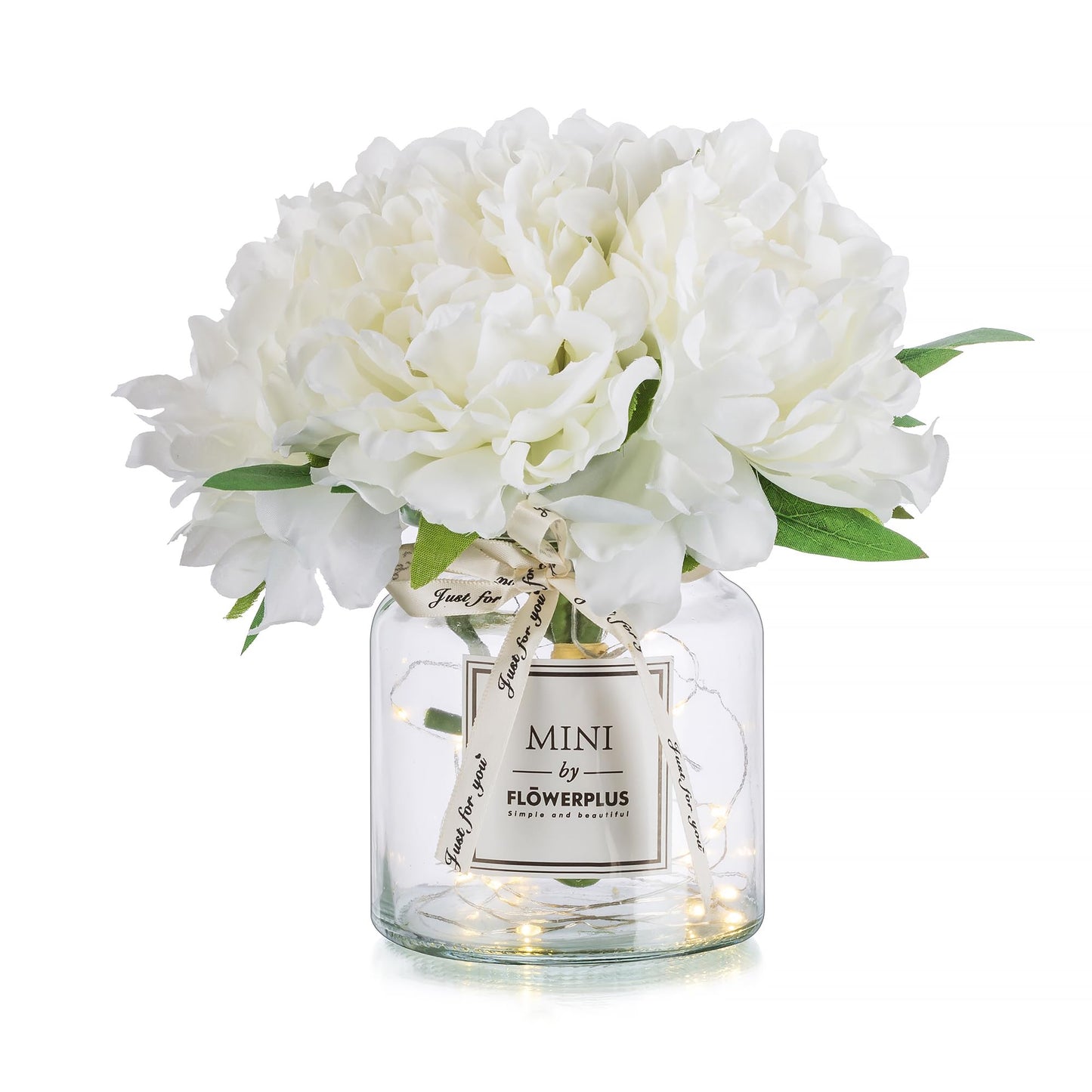 BLOSMON White Fake Flowers with Vase: Small Coffee Table Decor Bathroom Hydrangea Faux Flowers in Vase Office Desk Shelf Home Living Room Bedroom Vanity nightstand Decorations Floral Arrangement