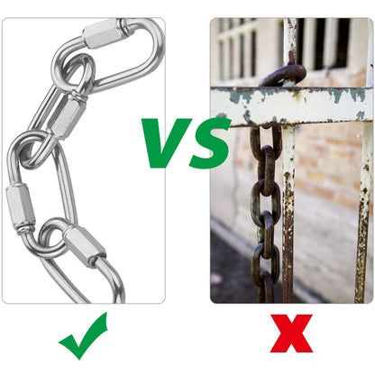 12PCS 5/16Inch Quick Links Stainless Steel Chain Links, M8 Oval Quick Locking Carabiner Clips Heavy Duty Chain Links Chain Connector for Camping, Hiking, Swing, Hammocks, Outdoor & Gym - 1500lbs Load