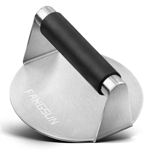 Burger Press with Anti-Scald Handle, 5.8 Inch Stainless Steel Burger Smasher, Round Non-Stick Hamburger Press for Griddle, Griddle Accessories Kit for Flat Grill Cooking, Gift Package