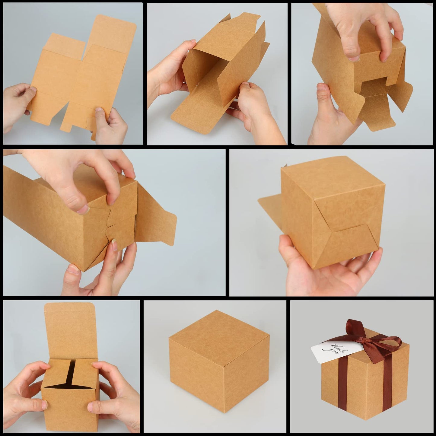 DOYIDE 50 Pack Small Gift Boxes, 3x3x3 Favor Boxes Brown Paper Gift Boxes with Lids for Presents, Crafting, Cupcake Boxes, Gifts, Candy Boxes for Wedding Party Bridal Shower Baby Shower Favors