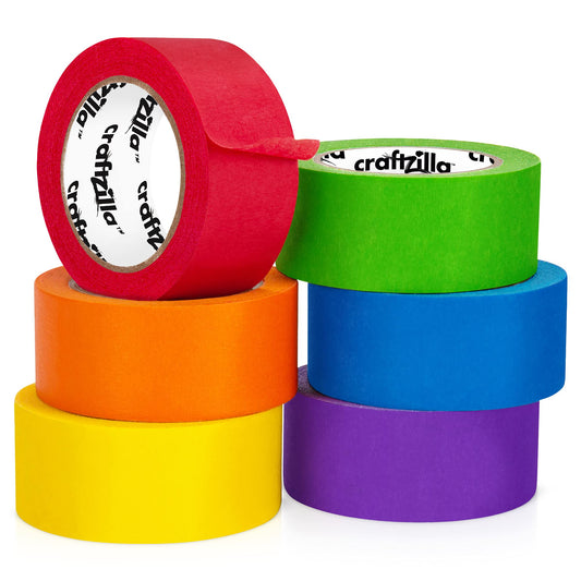 Colored Masking Tape – 6 Roll Multi Pack – 10 Yards x 1 Inch Each Colorful Craft Tape – Vibrant Rainbow Colored Painters Tape – Colored Tape Rolls Arts & Crafts, Labeling and Color-Coding