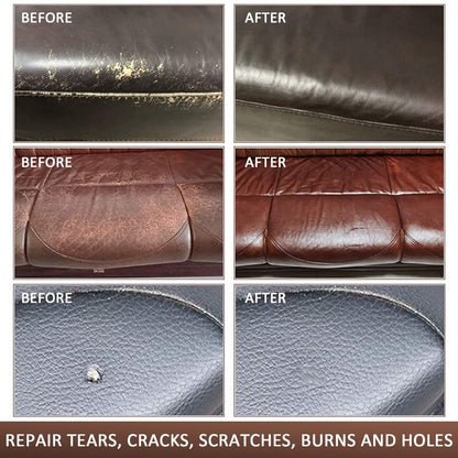SEISSO Black Leather Repair Kit for Furniture, Leather Dye for Car Seat, Sofa, Boot Care, Shoes, Leather Filler, Leather Scratch Repair Kit with Mink Oil-Set of 11