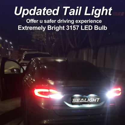 SEALIGHT 3157 LED Bulbs, 6000K 3000Lumens 1300% Brightness Super Super Bright Brake White Lights, 3156 3056 3156 3057 4157 Backup Reverse Lights Reverse Tail Lights Turn Signal Light, Pack of 2