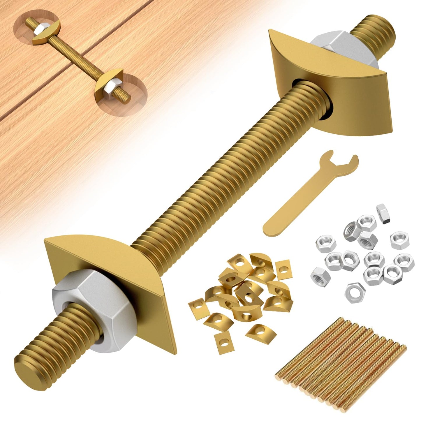 Countertop Joint Connectors,Counter Top Fasteners Bolt,Butcher Block Fasteners Draw Bolts,Miter Bolts Connector Hardware for Bed Frame,Furniture,Table (Yellow M8 100mm)