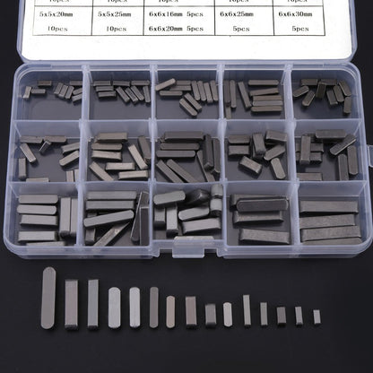 Key Stock, Keyway Kit, Belt Shaft Key Flywheel Key with Box, Keyway Assortment Set, Keyway Assortment with Stainless Steel 140pcs 8mm 10mm 12mm 16mm 20mm 25mm 30mm