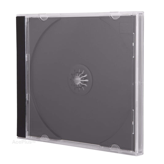 AcePlus Premium Single Disc Jewel Cases in Black with 10.4mm Standard Thickness and Assembled Tray (10-Pack)