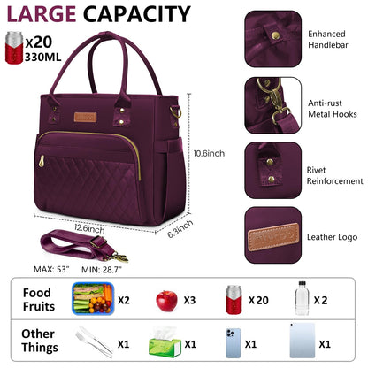 Lunch Bag Lunch Box Women - Leakproof Insulated Lunch Cooler Bag for Women - Large Lunch Tote Bags Adults
