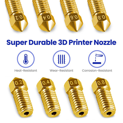 3D Printer Nozzles 12 pcs M5 Nozzle, Park Sung Brass Nozzles with High Temperature Resistance Upgraded Fully Fit for AnkerMake M5 Ender 3 Ender 3 V2 Ender 3 pro, 0.2mm, 0.4mm, 0.6mm, 0.8mm Nozzle Kit