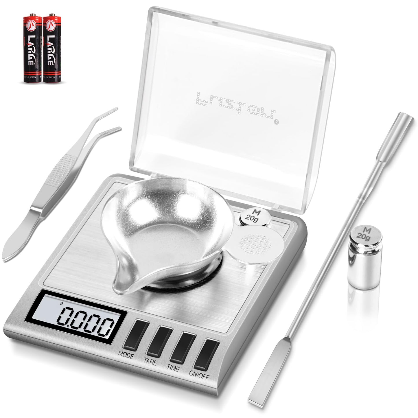 Fuzion Milligram Scale, 50g/0.001g Digital Milligram Scale with Calibration Weights, Jewelry and Gem Scale, Mg Scale for Powder Medicine, Reloading, Includes Scoop, Powder Pan and Tweezers