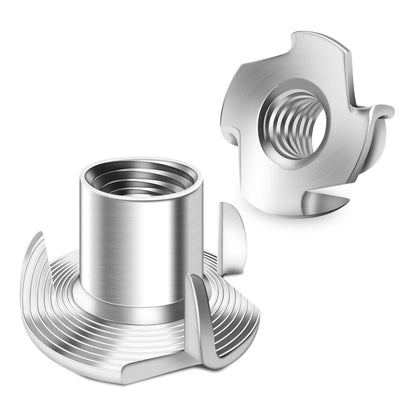 50Pcs 3/8"-16 T Nuts, 304 Stainless Steel T-nut, Four-jaw 3/8-16 Nut for Outdoor, 3/8 Nuts Threaded Insertion, Polish Finish Hardware Nuts by Mywish