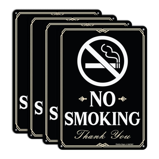 Faittoo No Smoking Sign, 4-Pack 10 x 7 Inch Reflective Rust Free Aluminum Sign, UV Protected, Weather/Fade Resistant, Easy to Install and Read, Indoor/ Outdoors Use