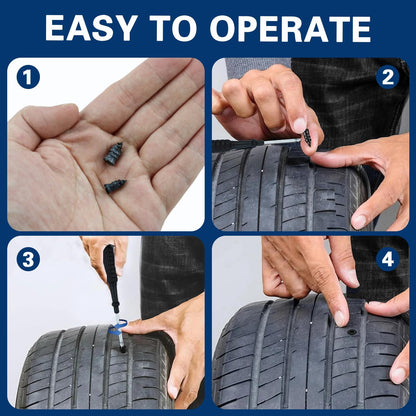 AACGIN 70 Pcs Tire Repair Rubber Screws,Tire Repair Rubber Nail, Tire Repair Nail Fast Tool Self-Service Tire Repair Nail Vacuum Suitable for Car Motorcycle Jeep Tire Puncture Repair
